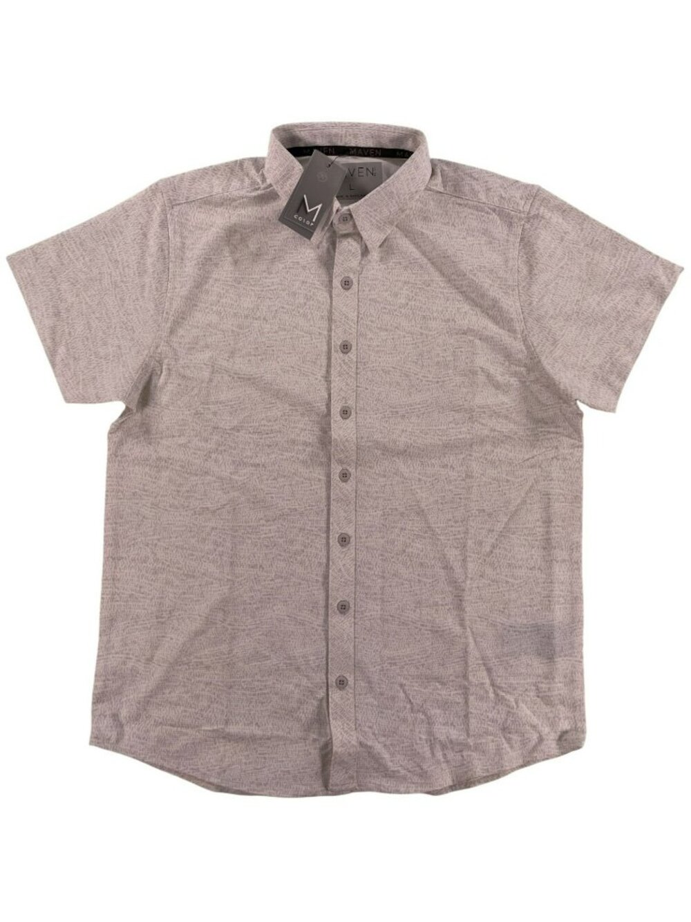 Maven Co-Op Shirt Short Sleeve Button-Up Gray Quick Dry Men's Size Large NEW